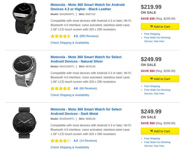 Fotografía - [Trato Alerta] Todos Moto 360 Variantes Actualmente $ 30 - $ 50 de descuento En Best Buy